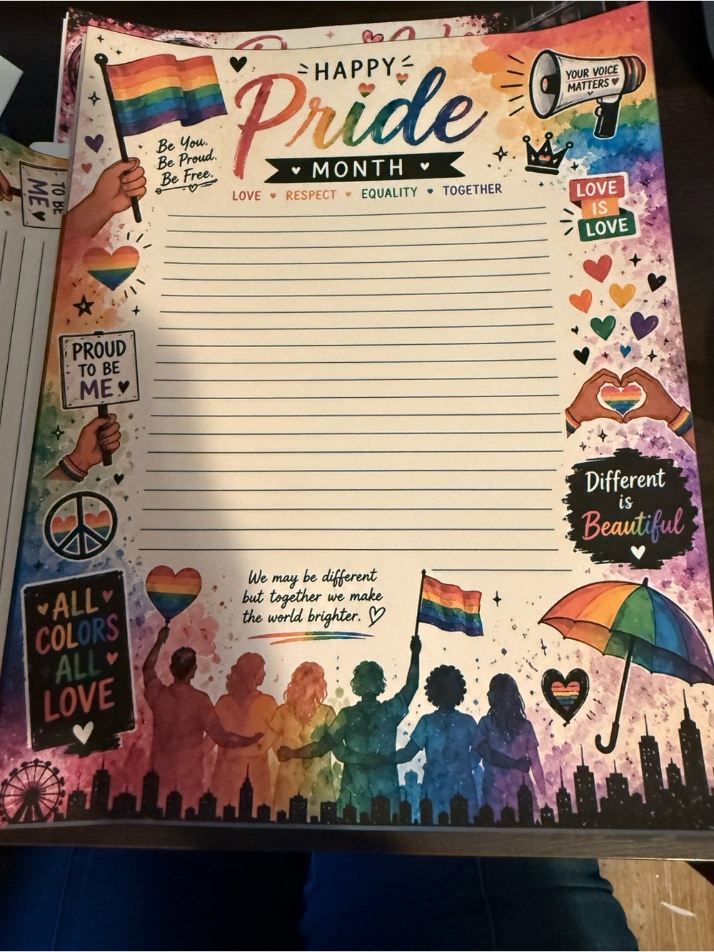 Happy Pride Month Decorative Writing Pad - Rainbow